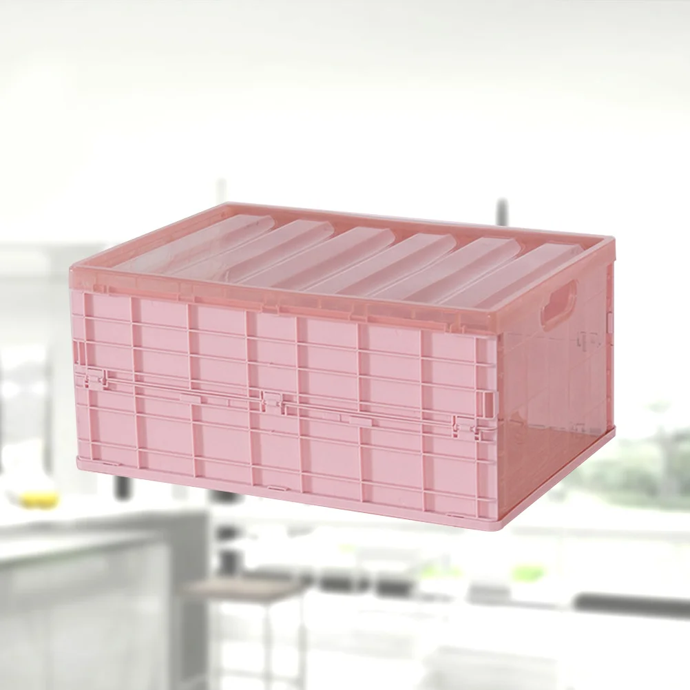 

Portable Foldable Storage Box Blue L Size Multifunctional Plastic Container For Home Kitchen Wardrobe Office Transparent
