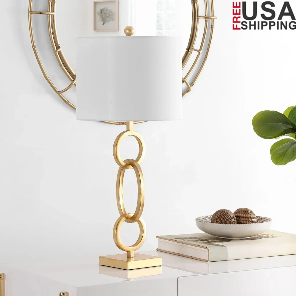 

Round Chain Iron Table Lamp Modern Art Design Gold Finish Decorative Lighting Home Accent UL Listed E26 Bulb Included
