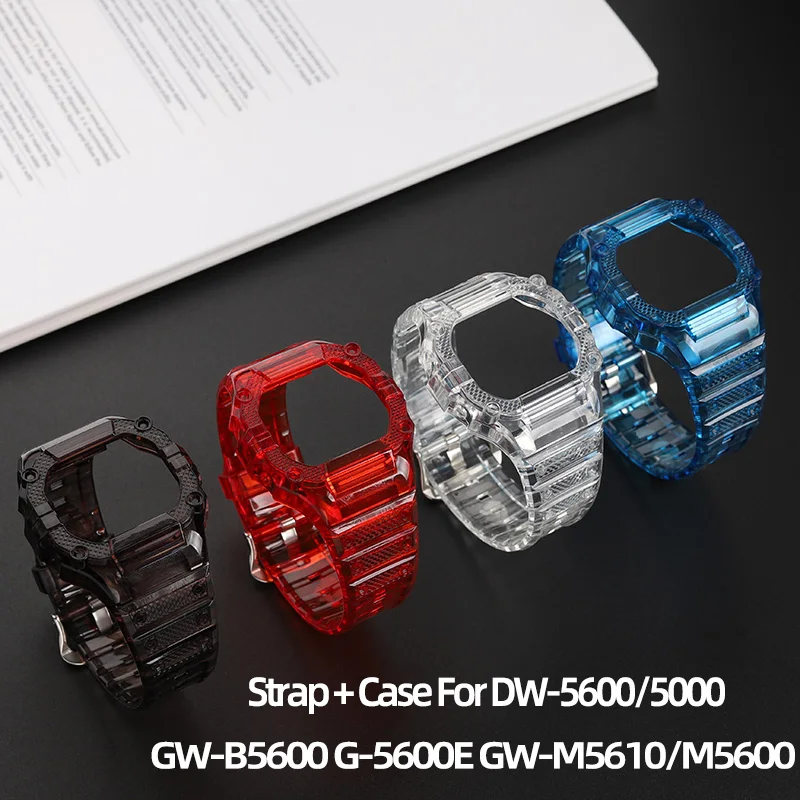 Resin Strap Case Men For Casio g-shock DW-5600/5000/5025 GW-B5600 G-5600E GW-M5610/M5600 Silicone Watchband Transparent Bracelet