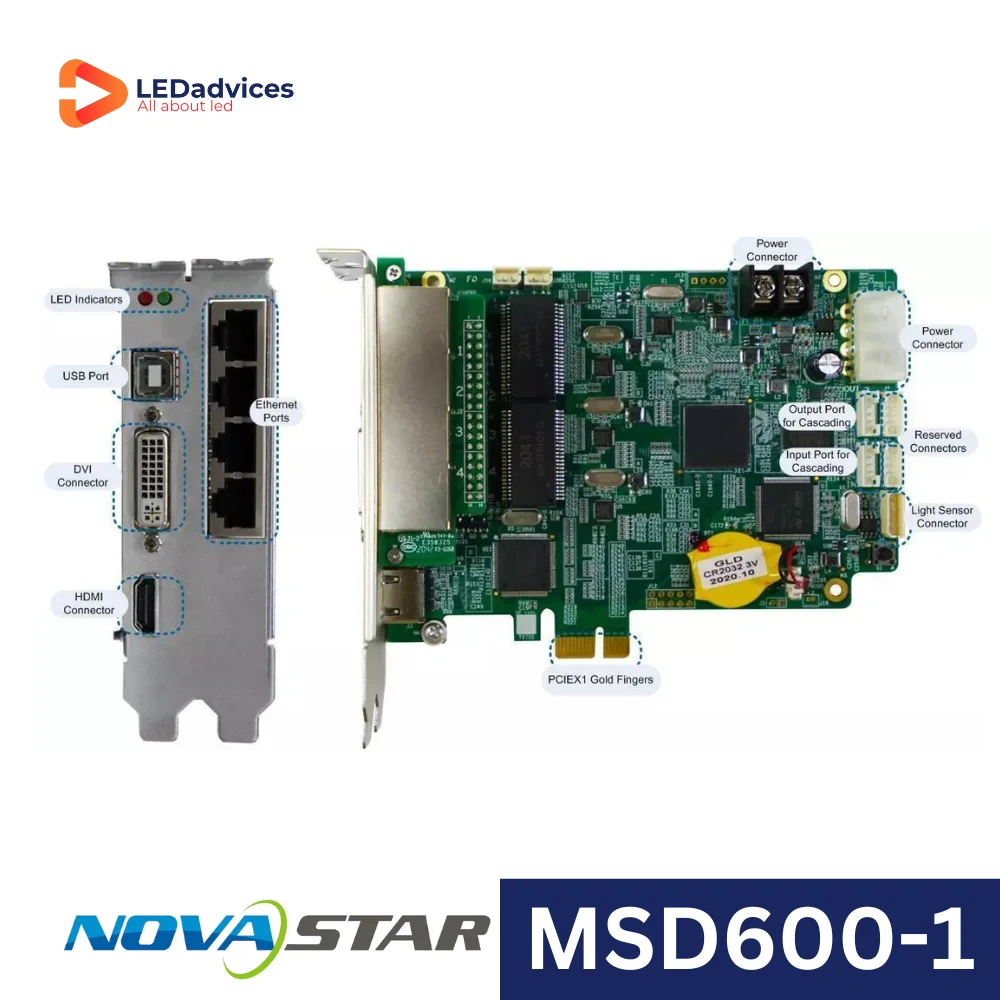 Novastar nuevo MSD300-1 MSD600-1 controlador LED de tarjeta de envío LED a todo Color 1,3 2,6 millones de píxeles para pared de pantalla LED pequeña