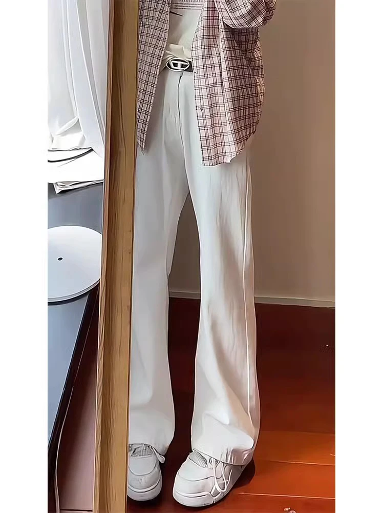 

Advanced White Curved Blade Jeans American High Street Vibe Slimming Flared Pants for Men Haome Straight Leg Jeans