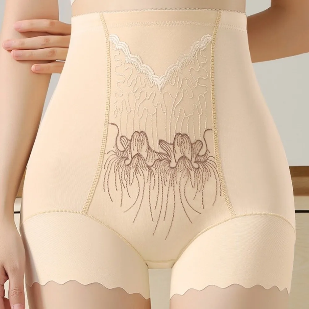 

High Waist Postpartum Body Shaper Shapewear Embroidery Flower Seamless Underpants Waist Trainer Belly Contracting