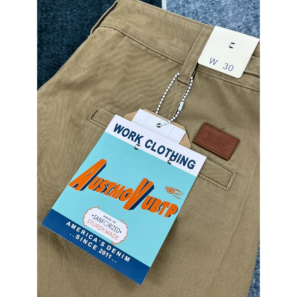 남성용 100% 면 캐주얼 바지, 가을용 두꺼운 미국 레트로 스트레이트 바지