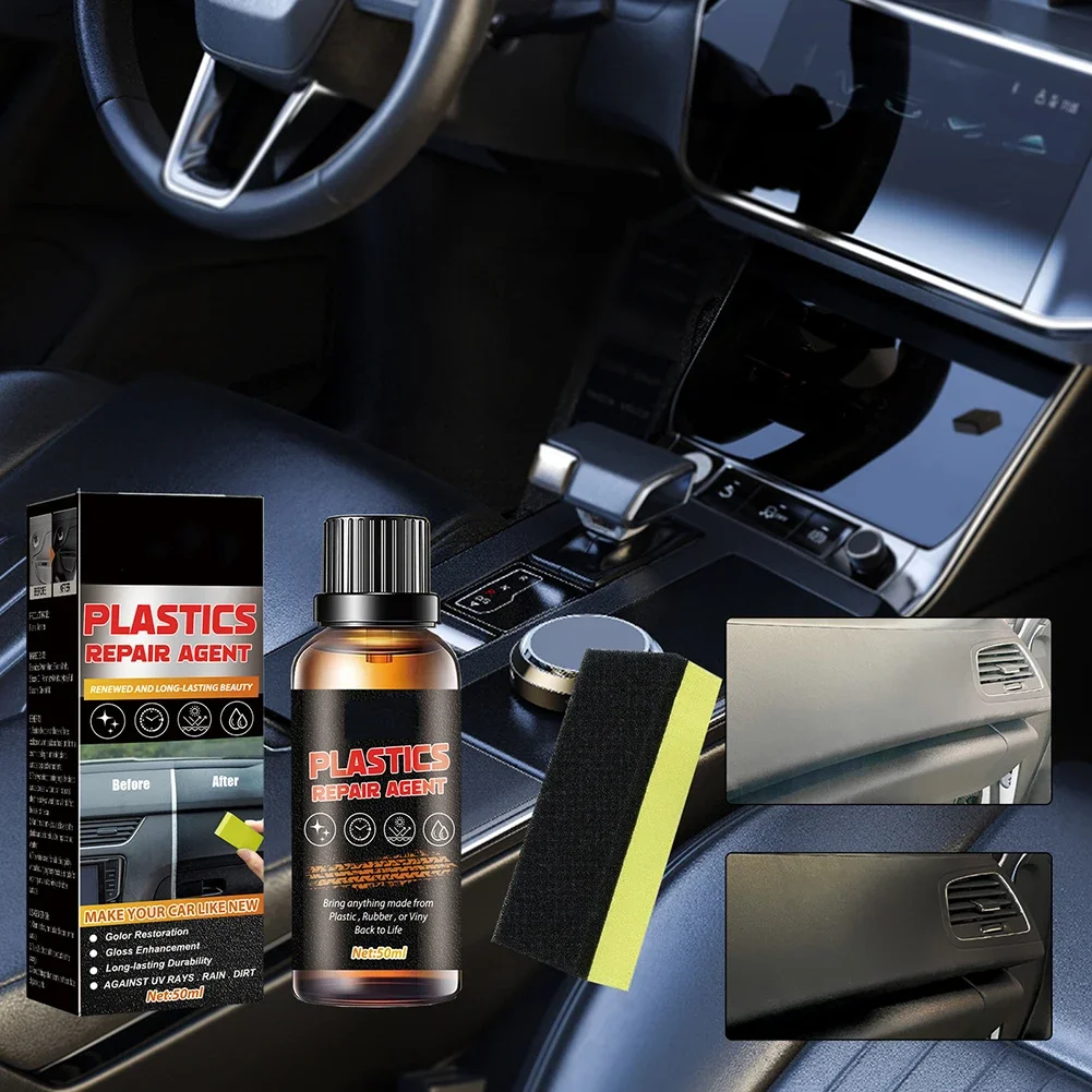 

50mL Car Interior Plastic Leather Restorer Refurbishment Paste + Sponge Car Paint Protection Spray 50mL Car Interior Plastic Lea