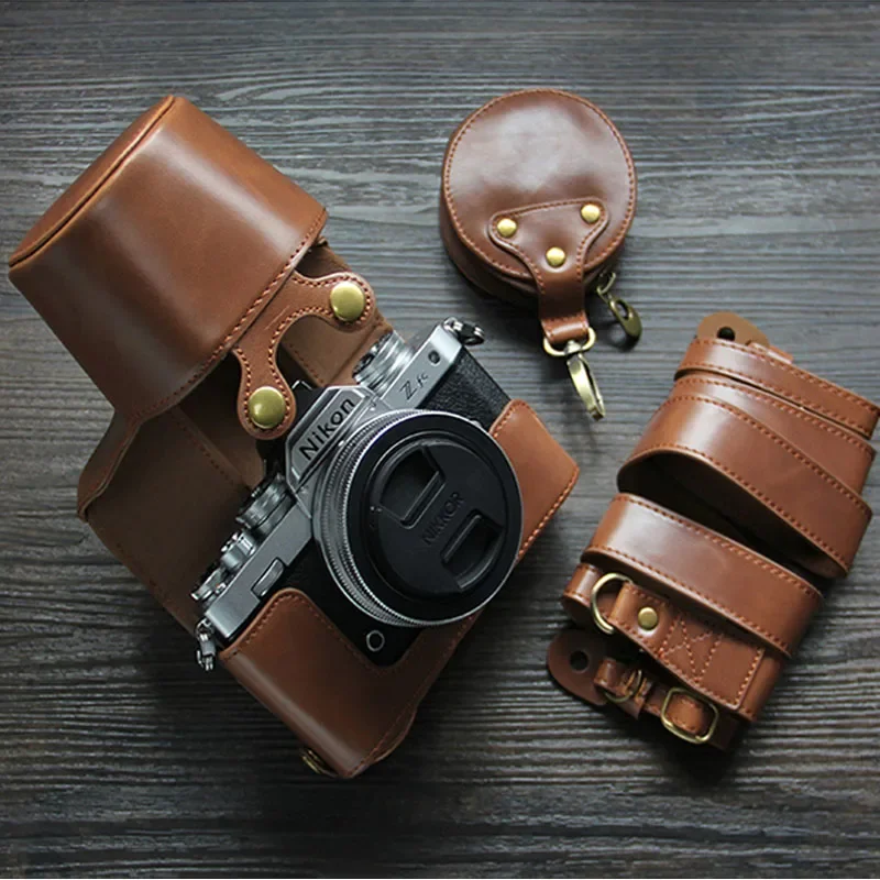 Luxury Pu Leather Camera Case Bag For Nikon ZFC Z-fc Z50 Open Battery Strap Mini Case