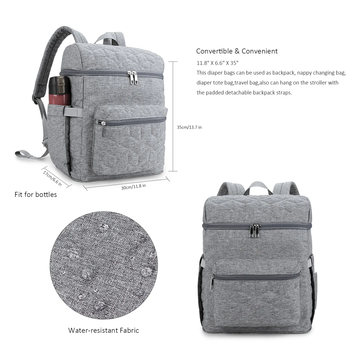 Large Capacity Multifunctional Changing Backpack,Stylish Waterproof Diaper Bag Backpack Mother Newborn Portable Travel Changing