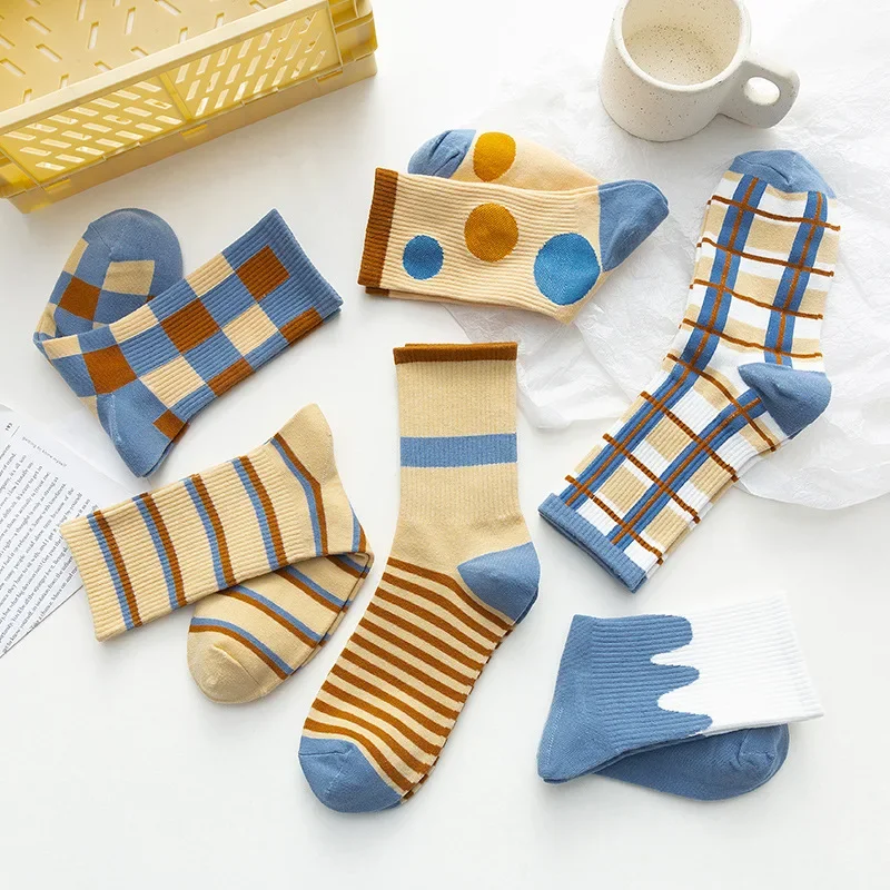 Meias listradas engraçado vaca impressão branco dos desenhos animados calcetines aconchegante harajuku skarpetki damskie bonito animal chaussettes kawaii feliz meia