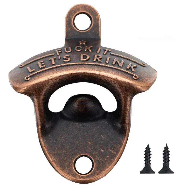 1pc Embossed Alloy Bottle Opener Wall Mounted Vintage Retro Hanging Beer Opener DIY Tools for BBQ Pub Bar Kitchen Accessories