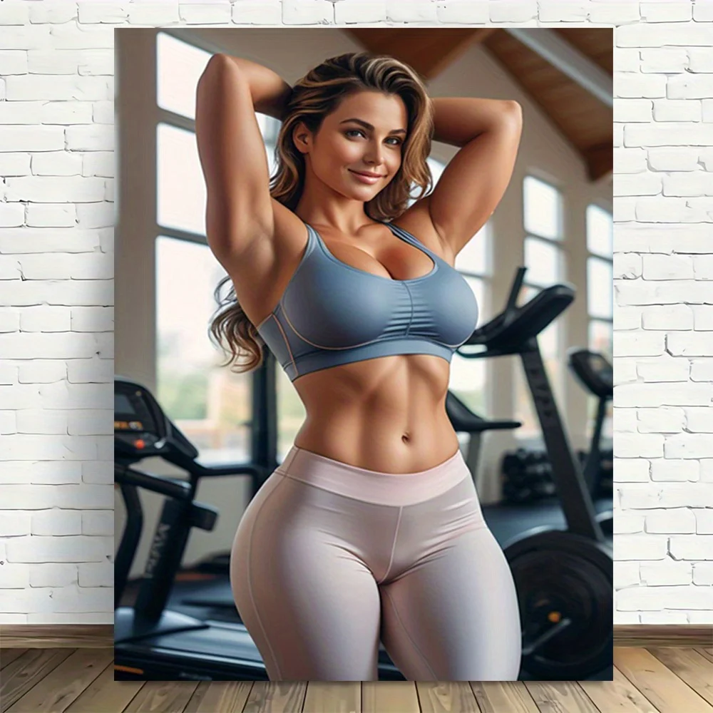 Confident Fitness Woman Inspirational Gym Wall Art Poster Framed for Home Office Decor Workout Motivation Gift