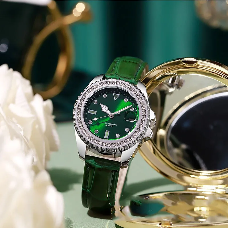 Live Stream Klein Groen Horloge Dameshorloge Quartz Dameshorloge Luxe Hoogwaardig Waterdicht-Embe