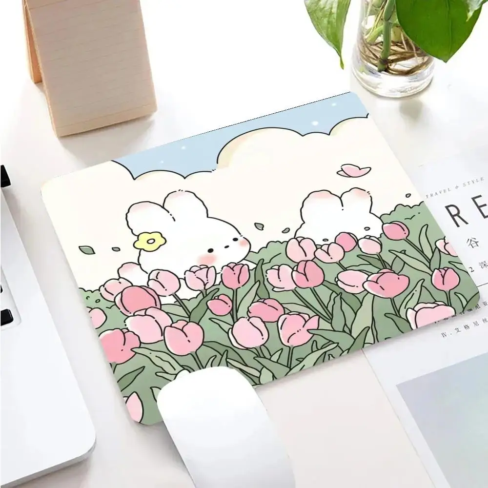 

Kawaii cute rabbit Mouse Pad PC Small Keyboard Table Mats Computer Keyboard Mat Square Gaming Office Accessories Rug Mousepad