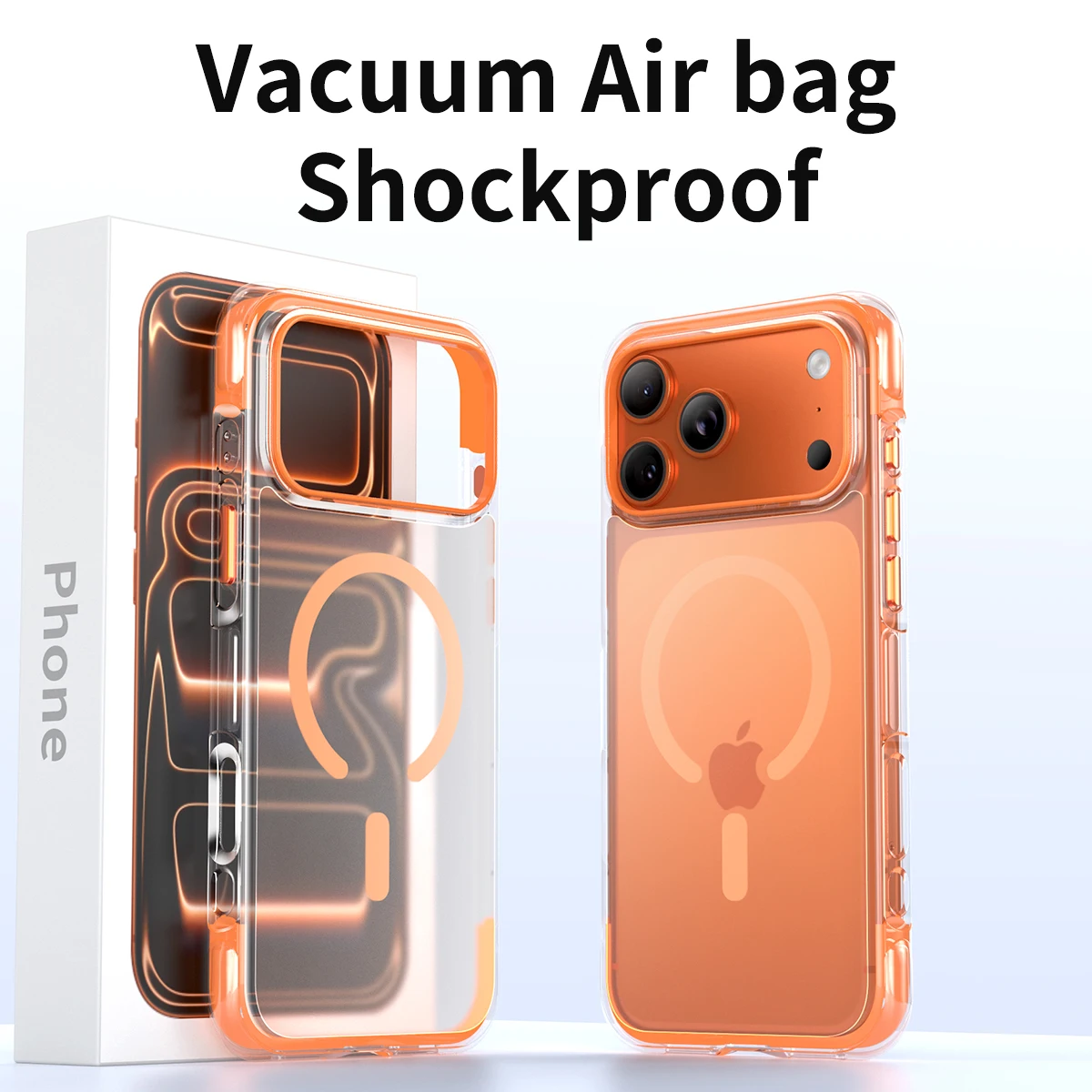 Echte Airbag-Stoßschutz-Metallknopf-Handyhülle für MagSafe für iPhone 16 17 Pro Max, stoßfeste, magnetische, matte, transluzente Abdeckung