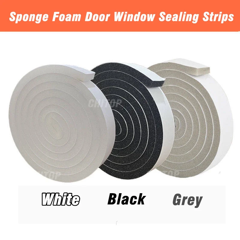 4M=2 rolls Door Window Sealing Strips Sound-Proof Door Window Foam Back Noise Insulation Excluder Tape Dust-proof Sealing Strip