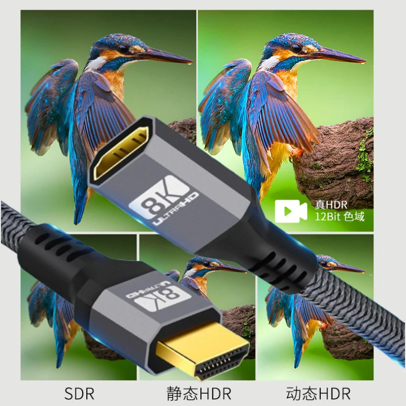 8K HDMI تمديد كابل ذكر إلى أنثى 0.3M/0.5M/1M HDMI 4K 3D 2.1 فولت 1.4 فولت HDMI تمديد كابل ل HD TV LCD محمول PS3 العارض