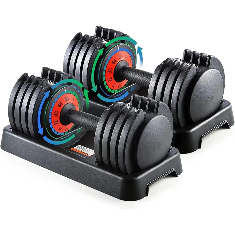 

55 lbs Pair Adjustable Dumbbells Set, Adjustable Weights Dumbbells Set for Men and Women with Anti-Slip Fast Adjust Weight