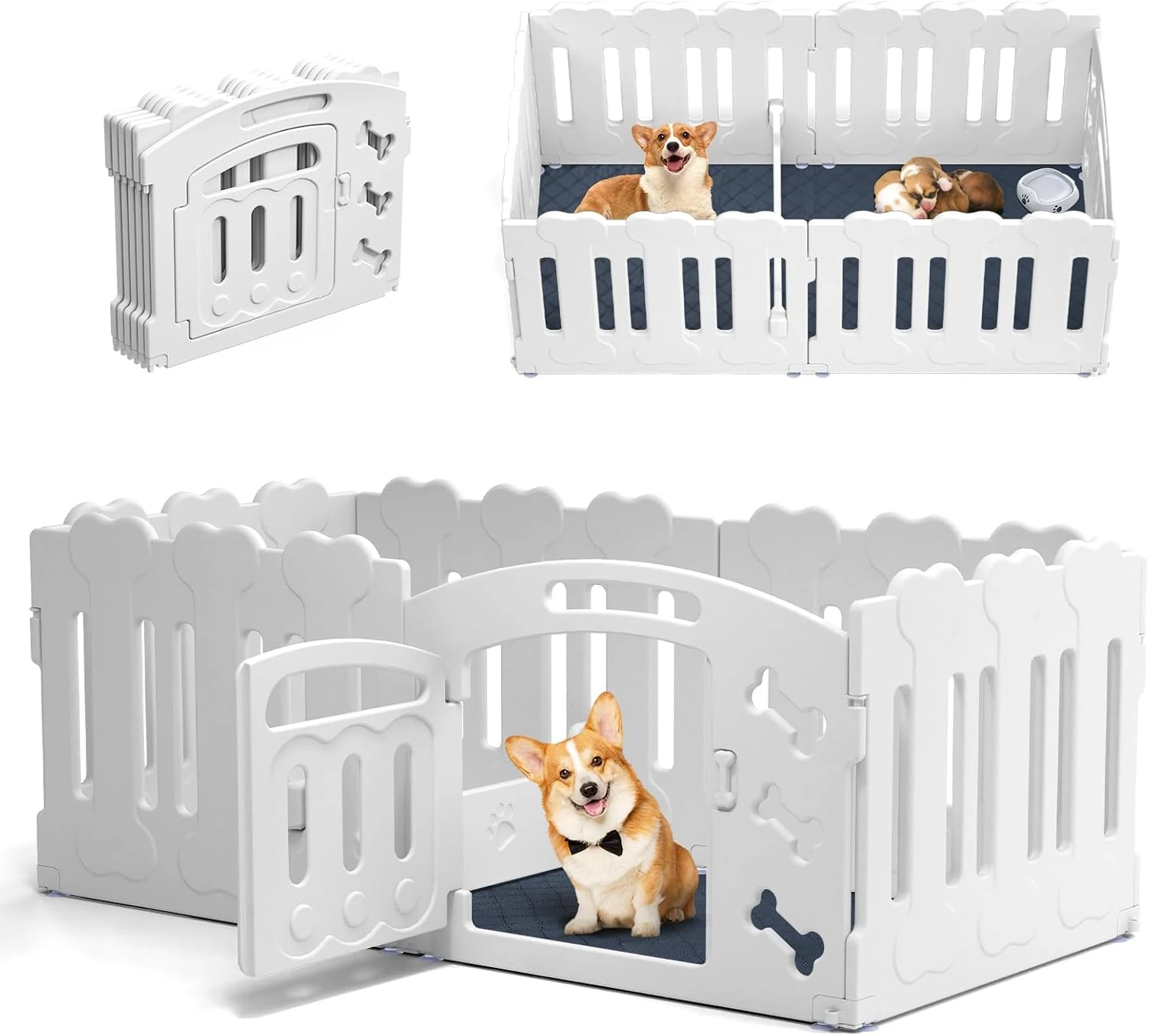 Dog Playpen and Whelping Box | Indoor Outdoor , Lightweight Portable Secure Pet Crate for Small Medium Pets and Puppies