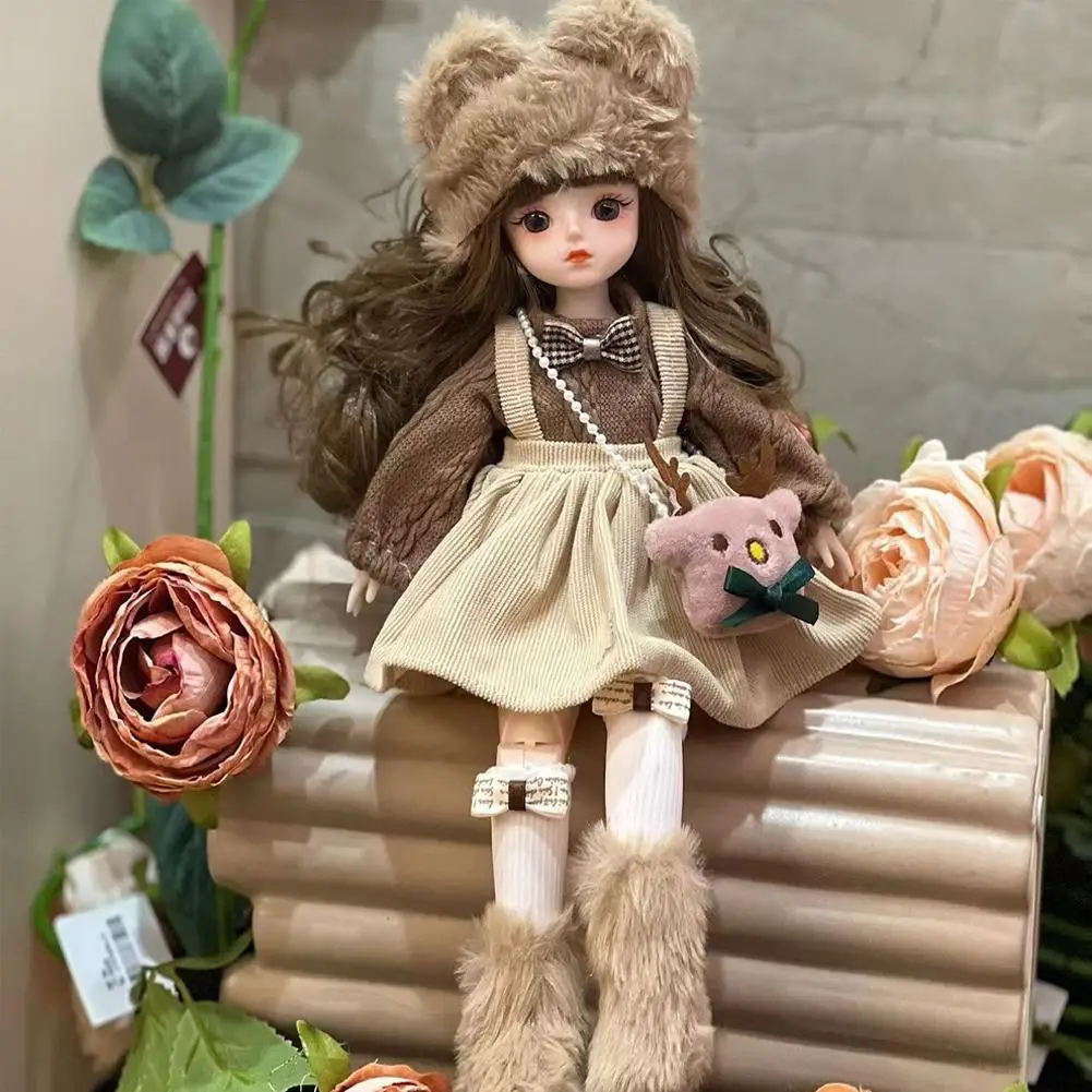 6 Pointed BJD Doll 30cm Height Princess Figurine With DIY Clothes Long Hair High Heel Elegant Dress Up Toy Beautiful Accessories