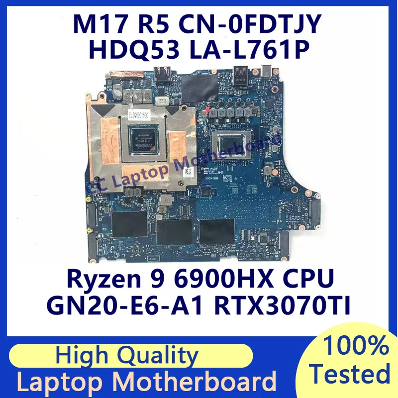 

CN-0FDTJY 0FDTJY FDTJY For DELL M17 R5 Laptop Motherboard With Ryzen 9 6900HX CPU GN20-E6-A1 RTX3070TI LA-L761P 100%Tested Good