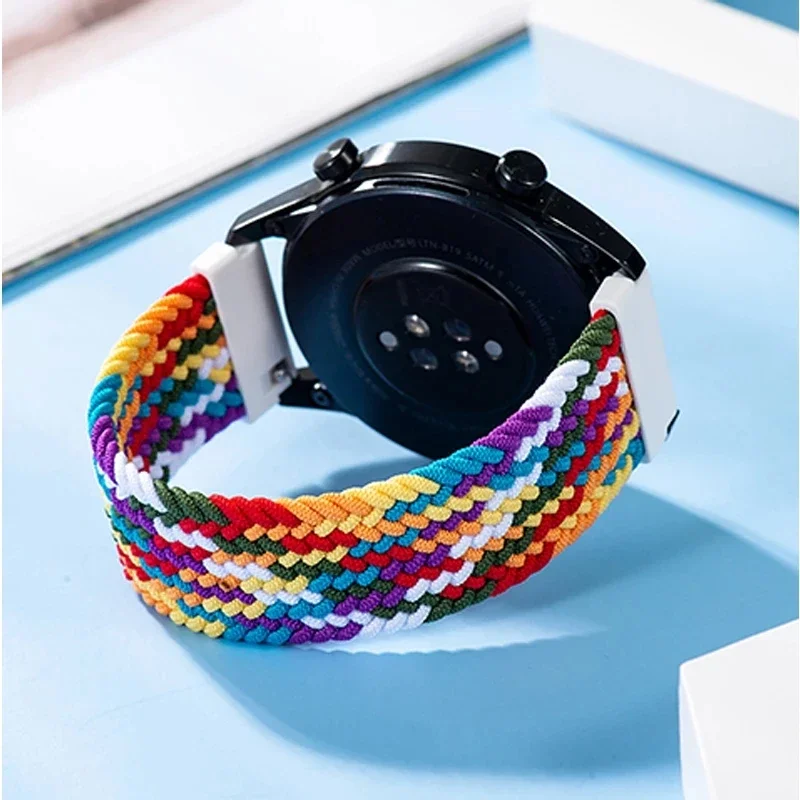 18mm/20mm/22mm Strap for Samsung Galaxy watch 4 5 pro active 2 Gear S3 braided solo loop bracelet correa Huawei watchGT4 41 band