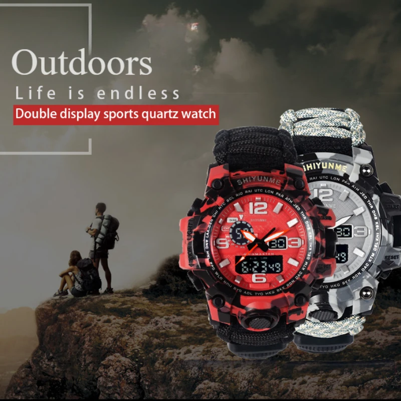 

SHIYUNME Outdoor Professional Watch 1509 Compass Chronograph Luminous Climbing Camping Forest Waterproof Mens Watch Reloj Hombre