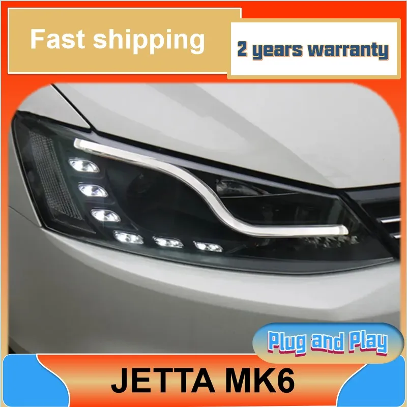 

Стайлинг автомобиля для фар VW Jetta 2011-2017 Jetta MK6, фары, ДХО, сигнал поворота, фары ближнего и дальнего света, объектив проектора