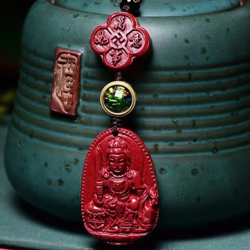 High Content Raw Ore Cinnabar Purple Gold Sand Eight Patrons Key Chain Mobile Phone Chain Pendant Bag Male and Female Buddha