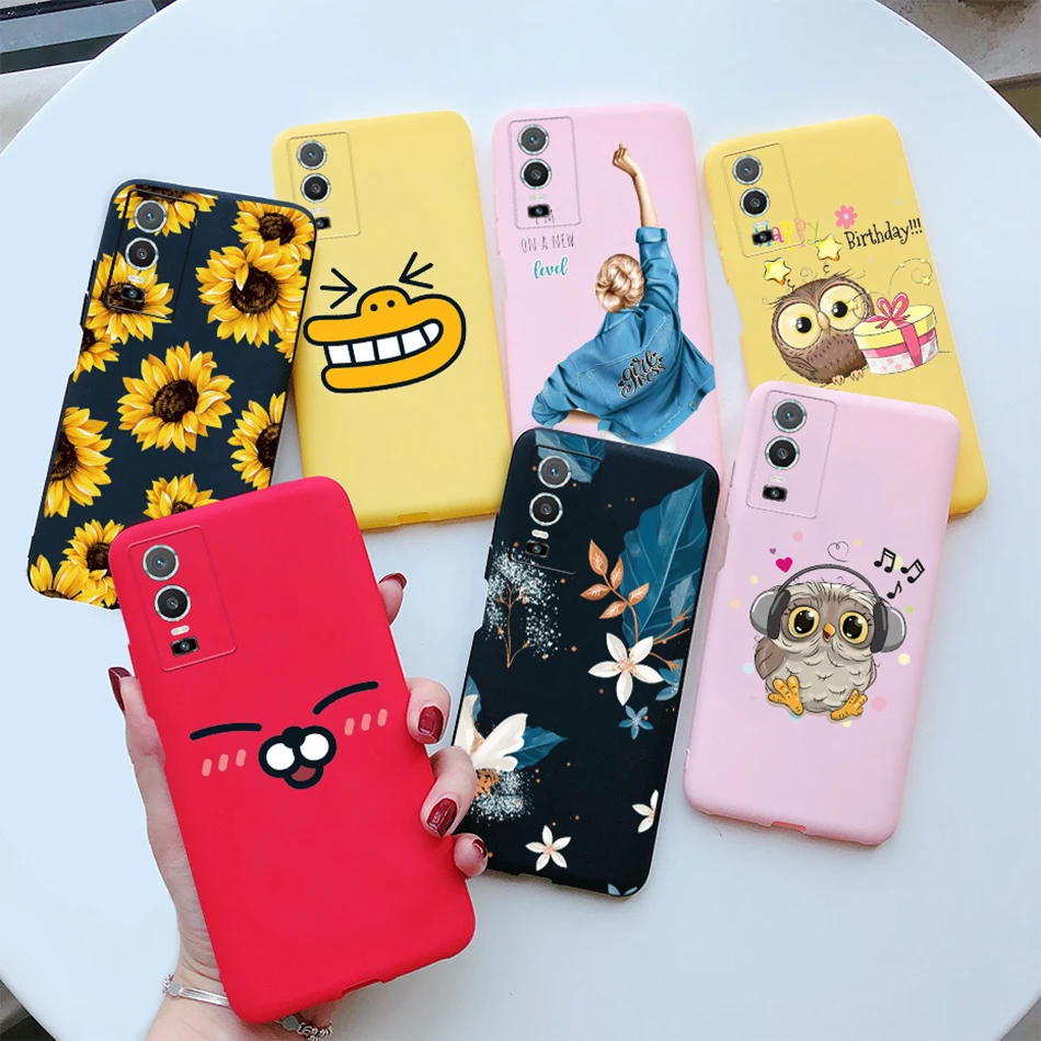 For Vivo Y76 5G Case Vivo Y76 5G V2124 Phone Cover Silicone Cute Daisy Sunflower Soft Slim Funda For Vivo Y76 Y 76 5G TPU Bumper