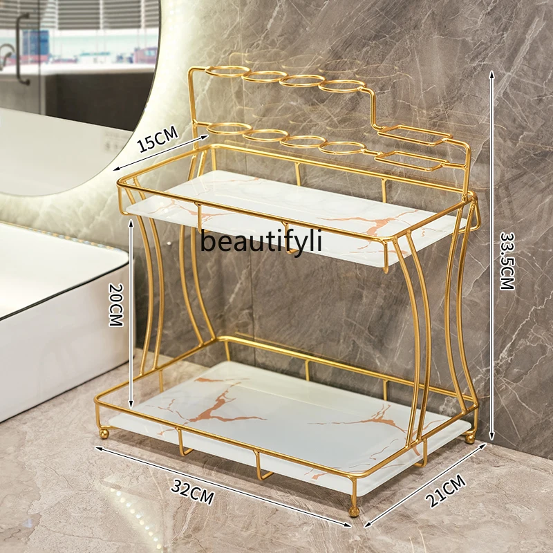 zq  Bathroom Storage Rack Bathroom Washing and Washing Vanity Storage Rack Toilet Affordable Luxury Style Toothbrush Holder