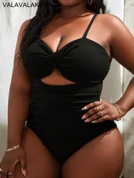 2025 Sexy Black Plus Size Stroje kąpielowe Kobiety Cross Push UP Duży Duży Jednoczęściowy Strój Kąpielowy Curvy Beach Brazylijski Chubby Strój Kąpielowy