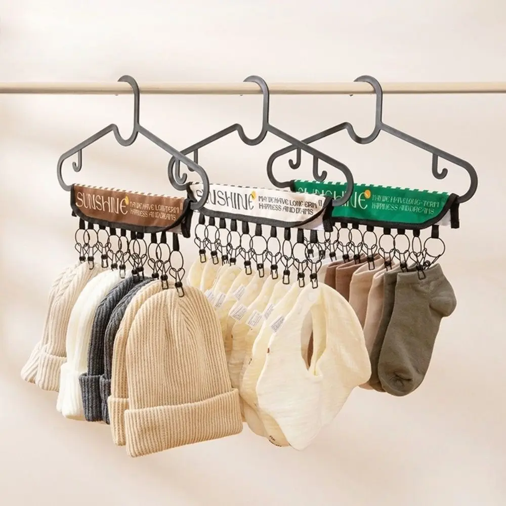 

10 Clips Baseball Hat Organizer Rack Portable Foldable Peaked Cap Storage Holder Hanging Saving Space Towel Hanger Clip Sock