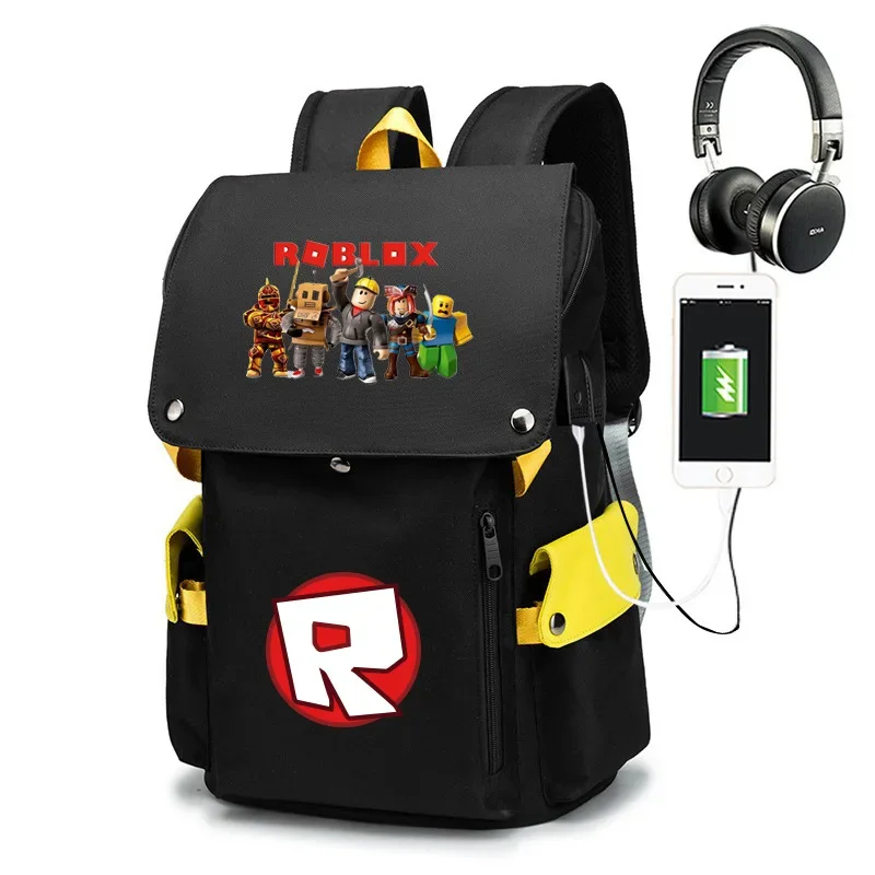 Roblox Virtual World Backpack Primary and Middle School Students Schoolbag Boys Girls Anime Cartoon School Bag Mochila Meal