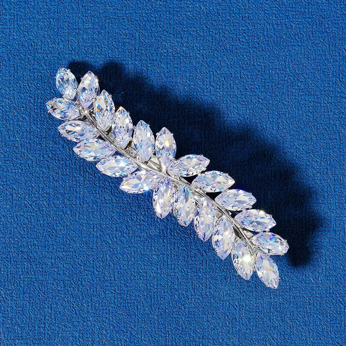 Fashion Barrette Cubic Zirconia Leaf Hair Clips for Women Accessories Bridal Wedding Hair Jewelry Party Bride Headpiece