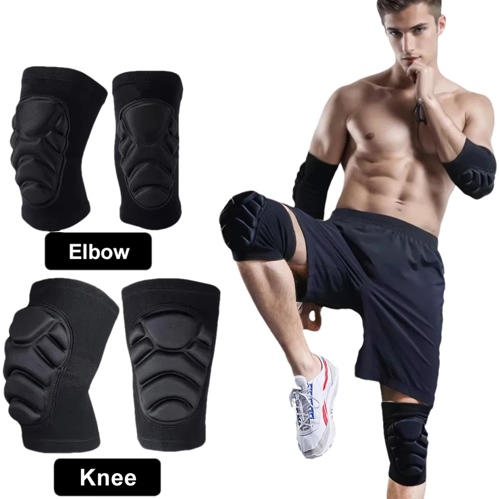 

1 Pair Thickened Knee Elbow Pads Outdoor Training Anti-Collision Elbow Knee Support Cycling Skateboard Sports Protective Gear
