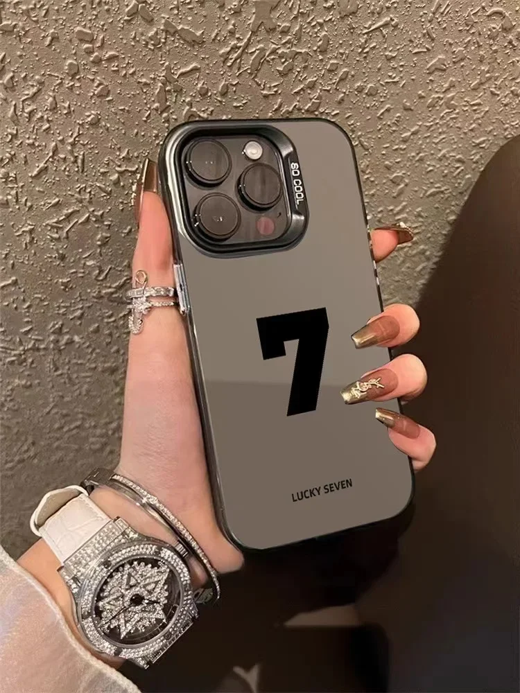 Luxury New High Quality Lucky number seven IMD Phone Case For iPhone 11 13 14 15 Pro Max 12 Mini 7 8 Plus XS XR SE