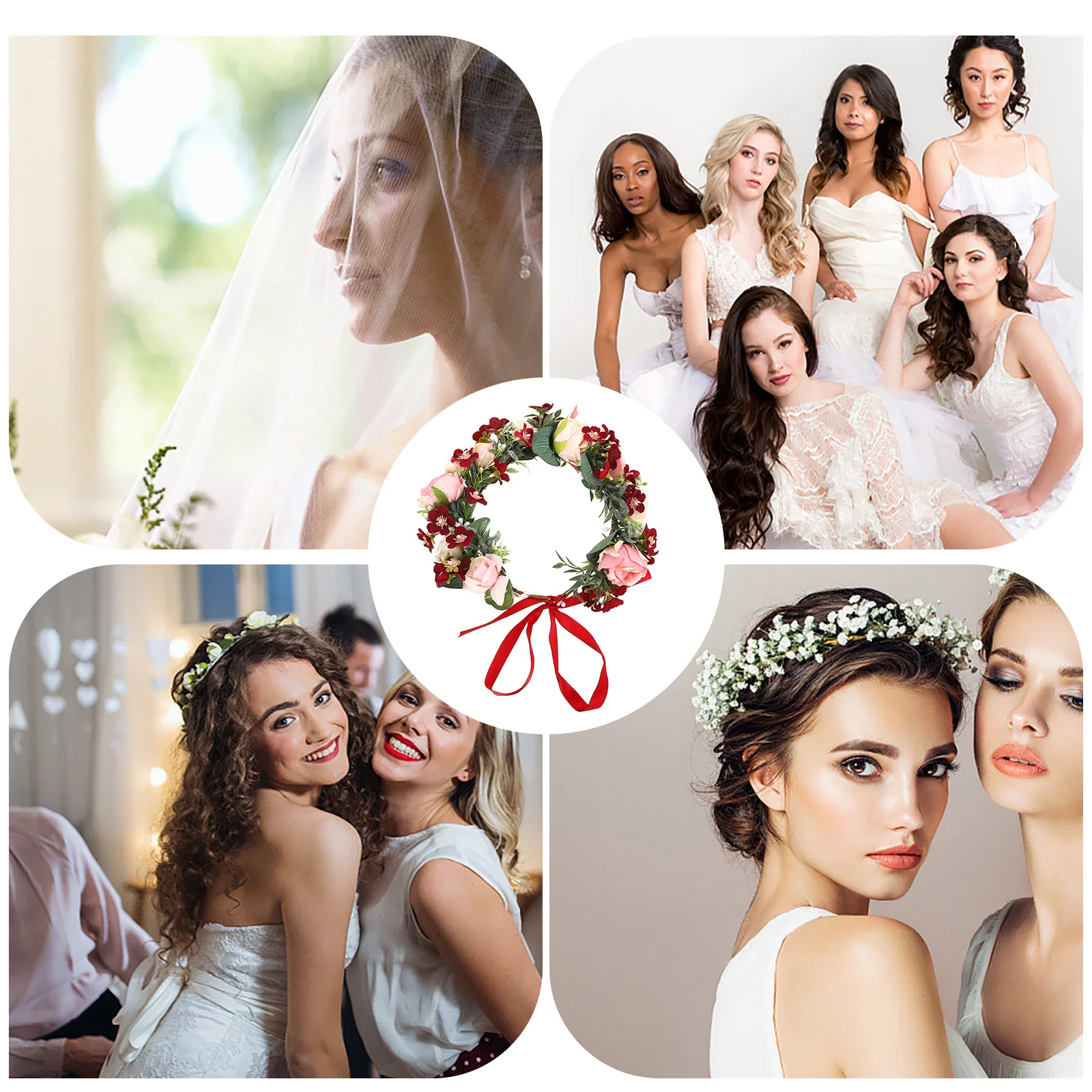 

Bridal Floral Crown Silk Flower Head Garland Wedding Tiara For Bride Bridesmaid Mother Of The Groom Beach Wedding Hawaiian