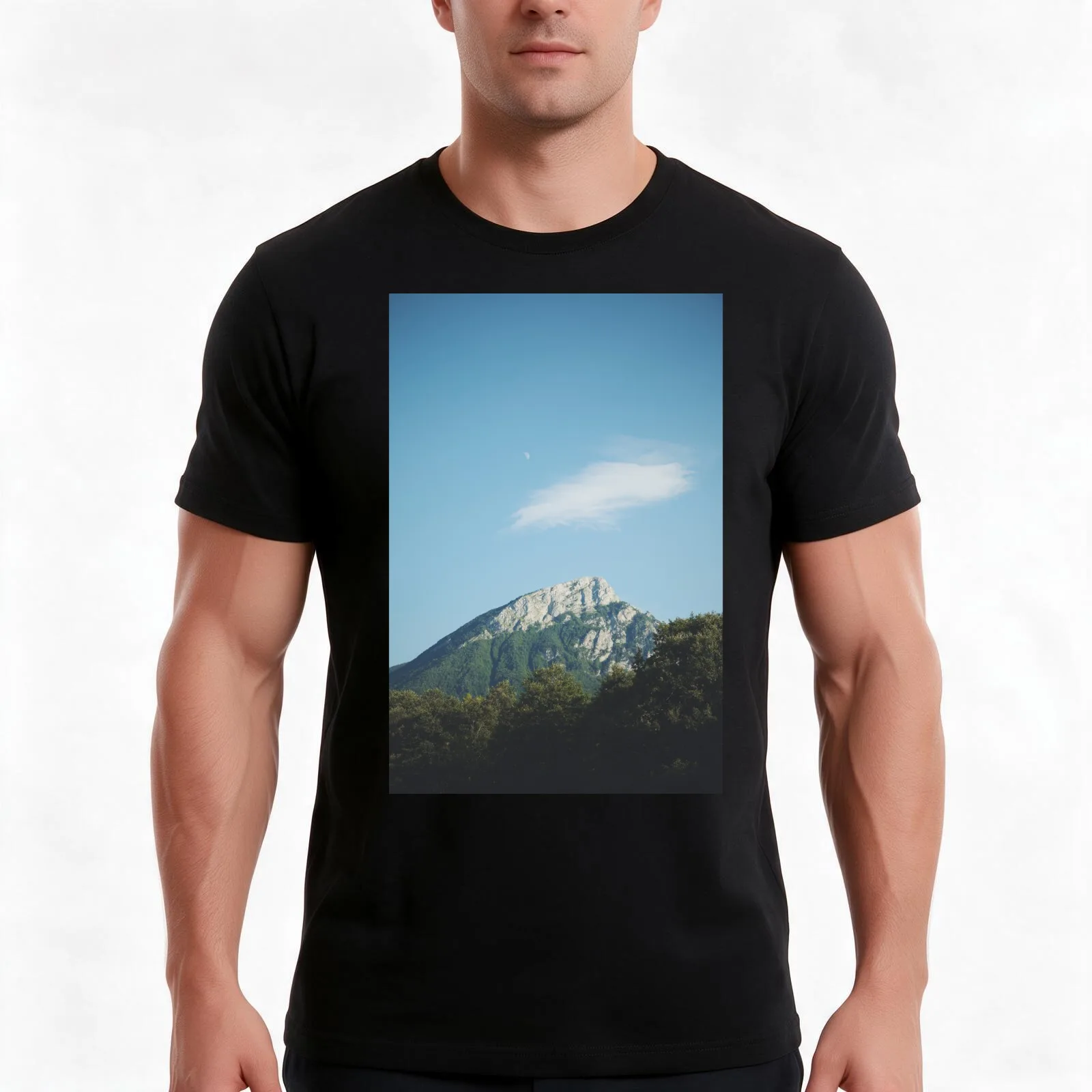 Mountains in the background VIII T-Shirt, Summer Casual Cotton Tee, Oversized Streetwear Tops, Vintage Graphic Print