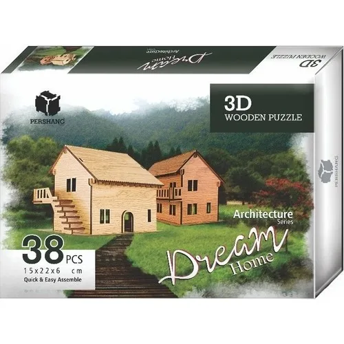 Pershang wymarzony dom 38 szt drewniane 3D Puzzle