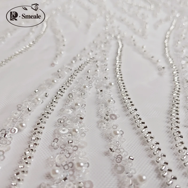 Luxury Evening Dress Fabric, High End Custom, Beaded Sequins, High Grade, Lace Fabric, Hand Sewn, RS4272