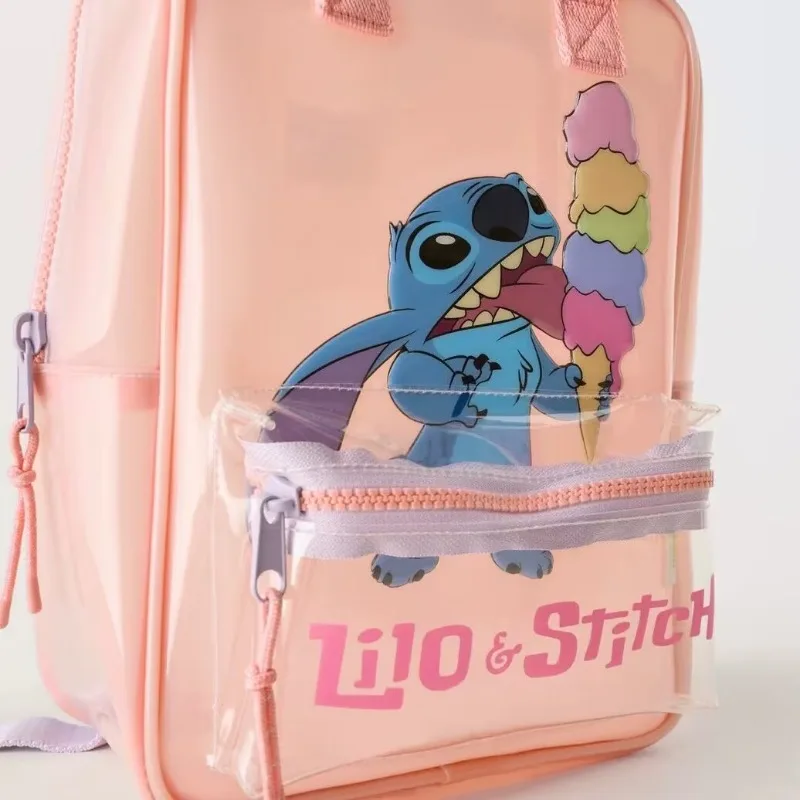 Disney Exquisite Girls Backpack Transparent Stitch Mickey Print Travel Storage Fashion Cartoon Cute Girl Gift Backpack