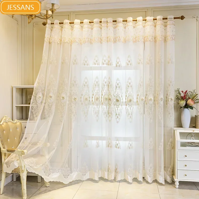 

European High-end Atmospheric Relief Embroidered Window Screen Luxury Villa Living Room Bedroom Balcony Partition