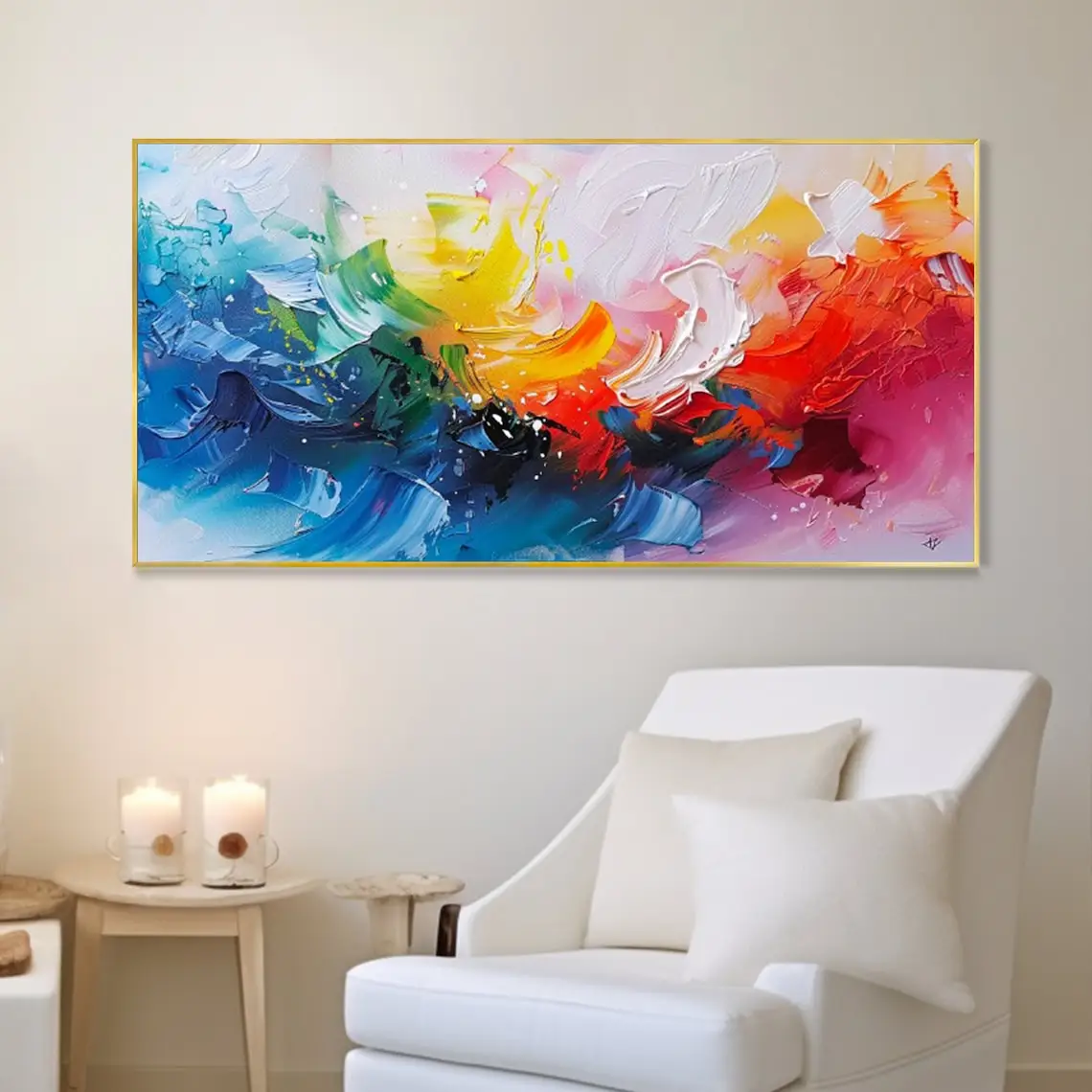 

Абстрактная картина маслом ручной работы, современный декор, красочный динамический ритмический настенный декор, произведения искусства, домашний декор, вдохновляющий уникальный дизайн