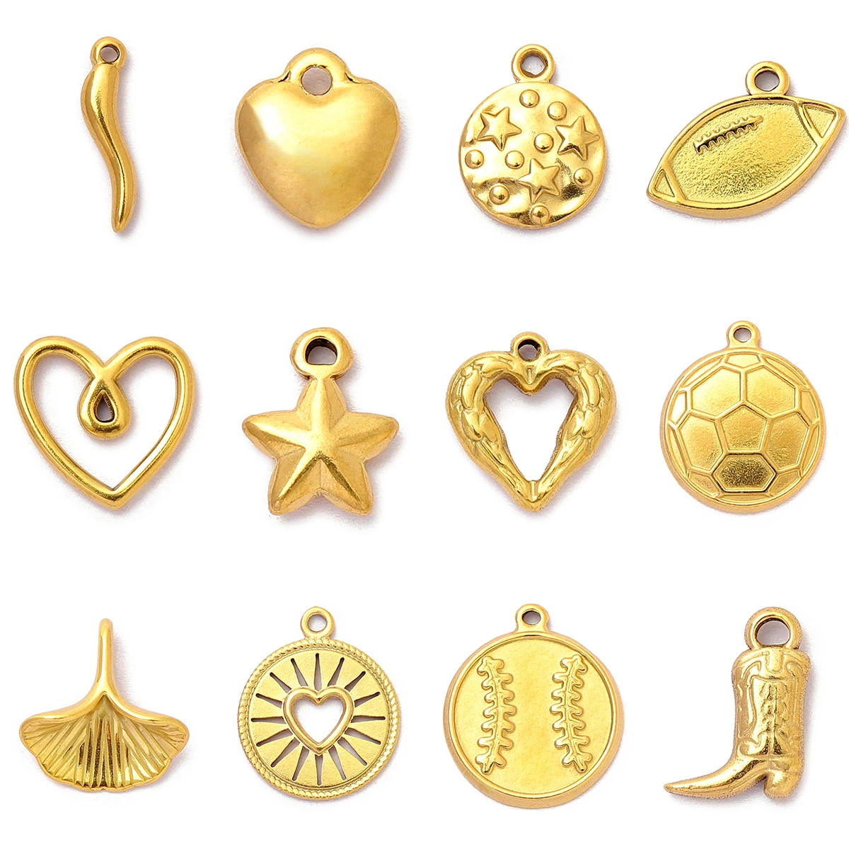 5 قطعة/الوحدة الفولاذ المقاوم للصدأ كرة القدم سحر القلب ستار المعلقات DIY بها بنفسك صنع سوار قلادة مجوهرات الإكسسوار بالجملة