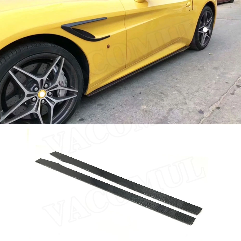 2pcs Car Kit High Quality Carbon Fiber Side Skirts For Ferrari California Bumper Lip FRP