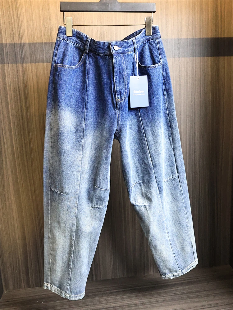 

High-End adient Waed Men's Casual Straight Leg Jeans Autumn Faion Urban Sle Comfortable Breathable Cotton Long Pants