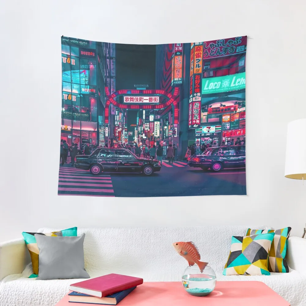 Cyberpunk Tokyo Street Tapestry Aesthetic Room Decors Carpet On The Wall Home Decorations Tapestry