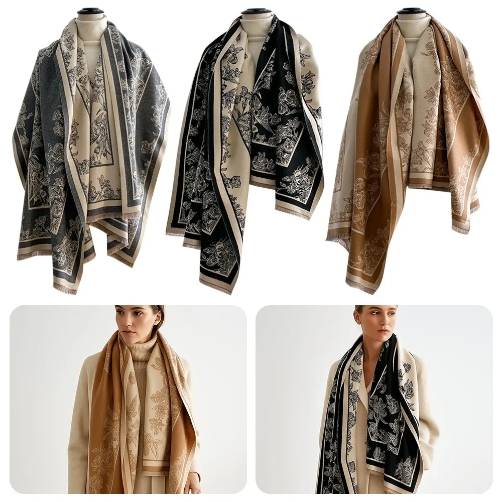 

Elegant Retro Faux Cashmere Scarf Luxury Warm Women Wraps Thick Winter Scarf Winter Season
