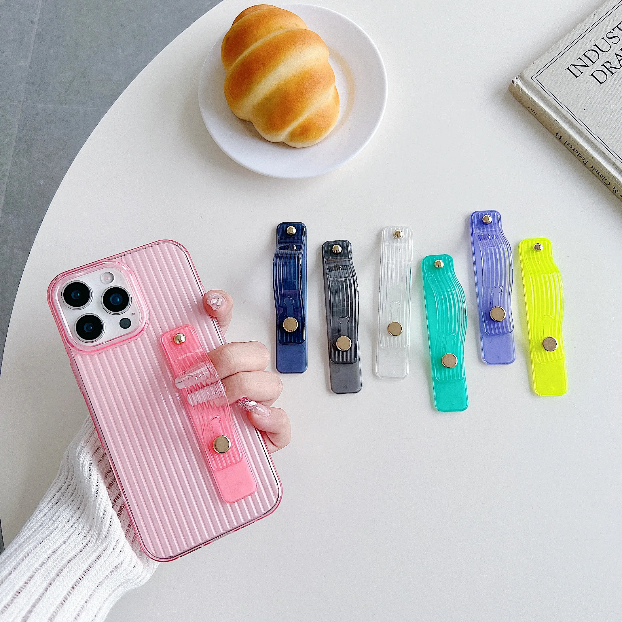 Banda para la muñeca, banda para la mano, agarre para el dedo, soporte para teléfono móvil, Push Pull, soporte Universal para enchufe de teléfono de Color liso para iPhone Xiaomi