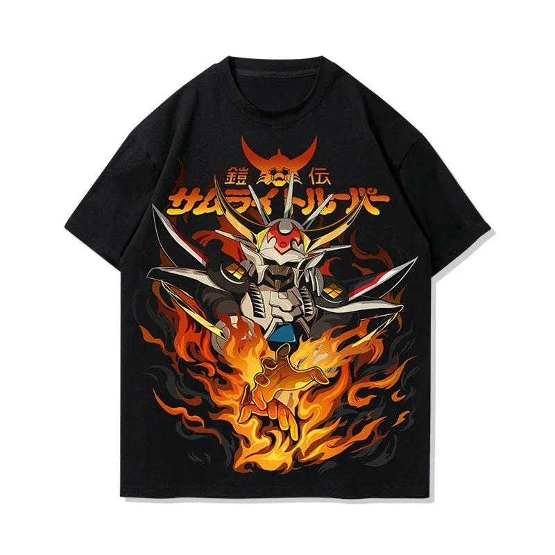 Ronin Warriors Animation Derivatives Sanada Ryo Printed Men's and Women's Summer New Fashion pure Cotton Short Sleeve Top Ins