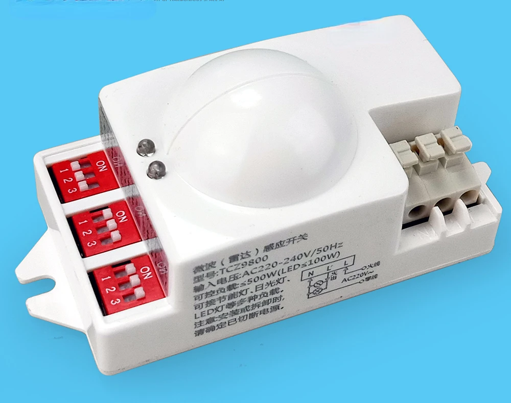 Radar motion sensor switch, adjustable distance time start brightness concealed installation anti-theft alarm switch