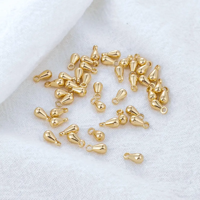 20PCS 2.8*6MM 24K Gold Color Plated Brass Jewelry Accessories Mini Drop Pendants DIY Making Hand Made Charms Findings Component